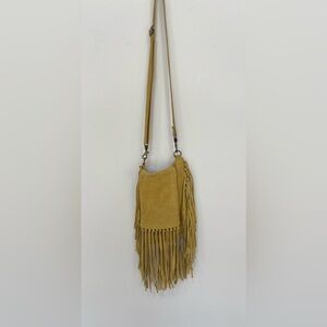 Fringe Yellow Suede Crossbody Bag
